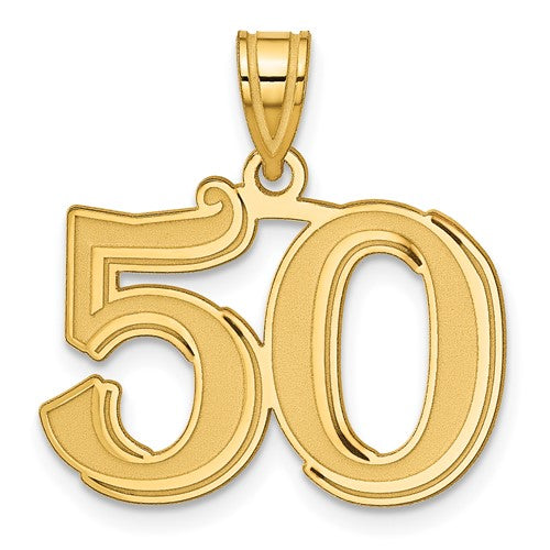 14k Polished Etched Number 50 Pendant