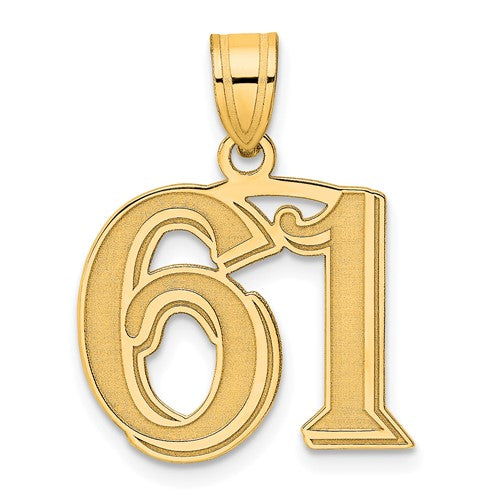 14k Polished Etched Number 61 Pendant