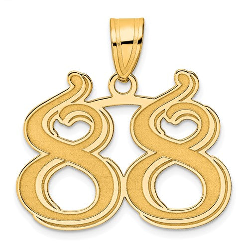 14k Polished Etched Number 88 Pendant