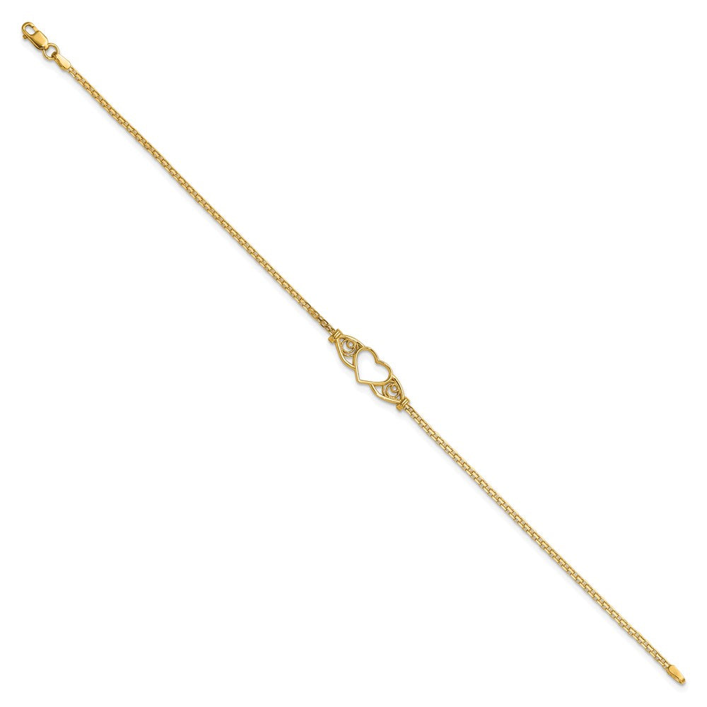 14k Polished Heart 9inch  Anklet