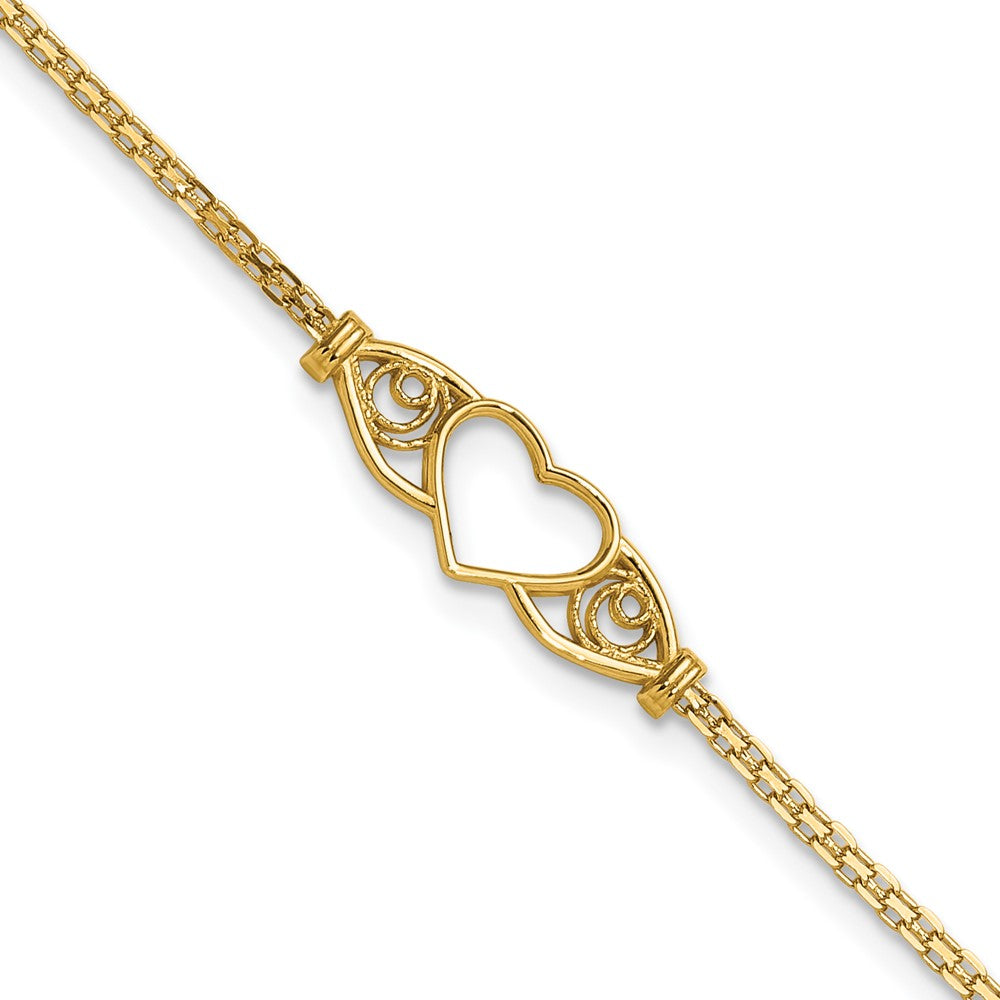14k Polished Heart 9inch  Anklet