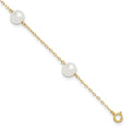 10k 7-8mm White Near Round FW Cultured Pearl 5-station 10in Anklet