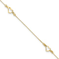 14k Diamond-cut Heart 10in Plus 1in ext. Anklet