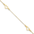 14K Fancy Heart 10in Plus 1in ext. Anklet