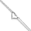 14k White Gold Double Strand Heart 9in Plus 1in ext. Anklet