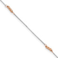 14K Two-Tone Mirror Beaded 9in Plus 1in ext. Anklet