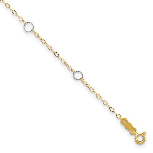 14k Two-Tone Circle 10in Plus 1in ext  Anklet