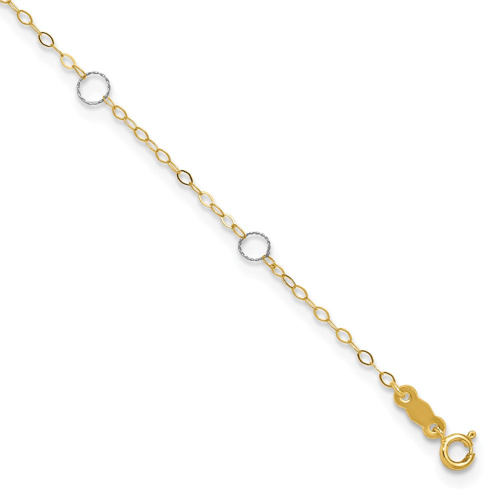 14k Two-Tone Circle 10in Plus 1in ext  Anklet