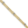 14k Two-tone Triple Strand 10in Plus 1in ext. Anklet