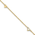 14k Diamond-cut Hearts 9in Plus 1in ext Anklet