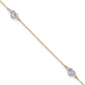 14k Two-tone Puff Heart 10in Plus 1in ext Anklet