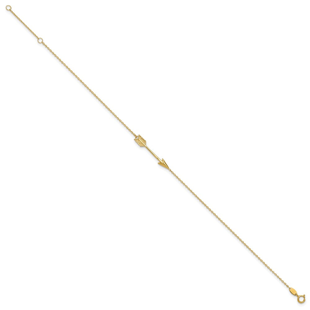 14K Polished Arrow 10in Plus 1in ext. Anklet
