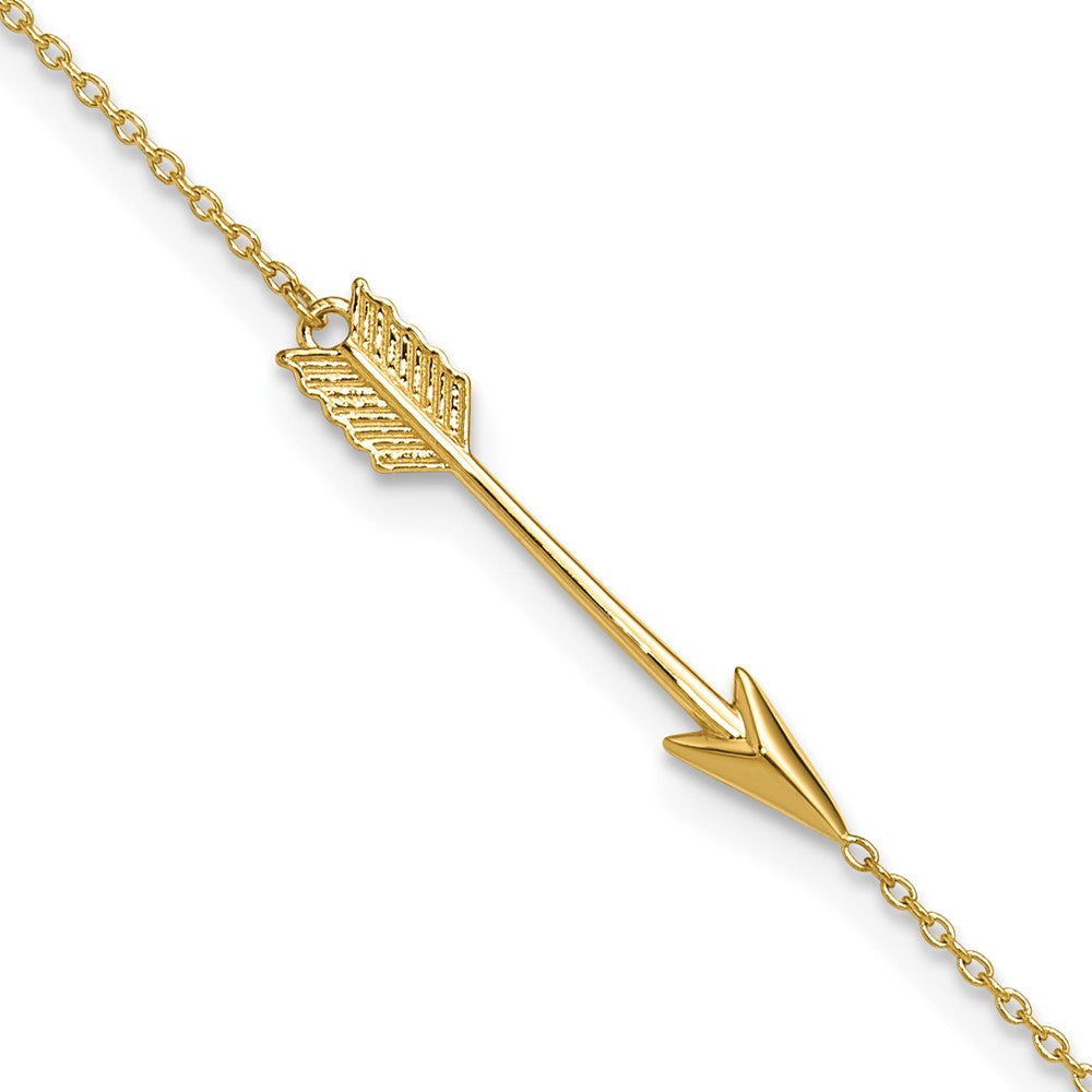 14K Polished Arrow 10in Plus 1in ext. Anklet