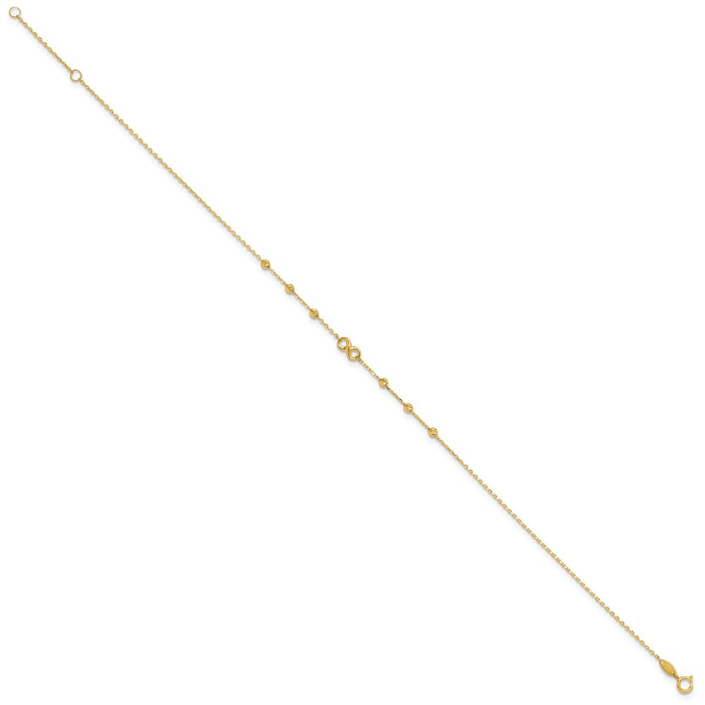 14K Infinity Symbol 10in Plus 1in ext. Anklet