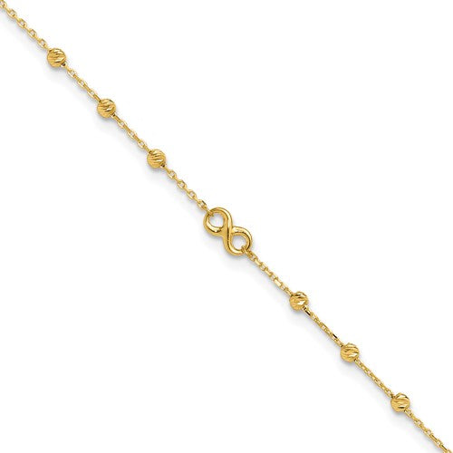 14K Infinity Symbol 10in Plus 1in ext. Anklet