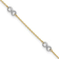 14K Two-tone Polished Infinity 10in Plus 1 in ext. Anklet