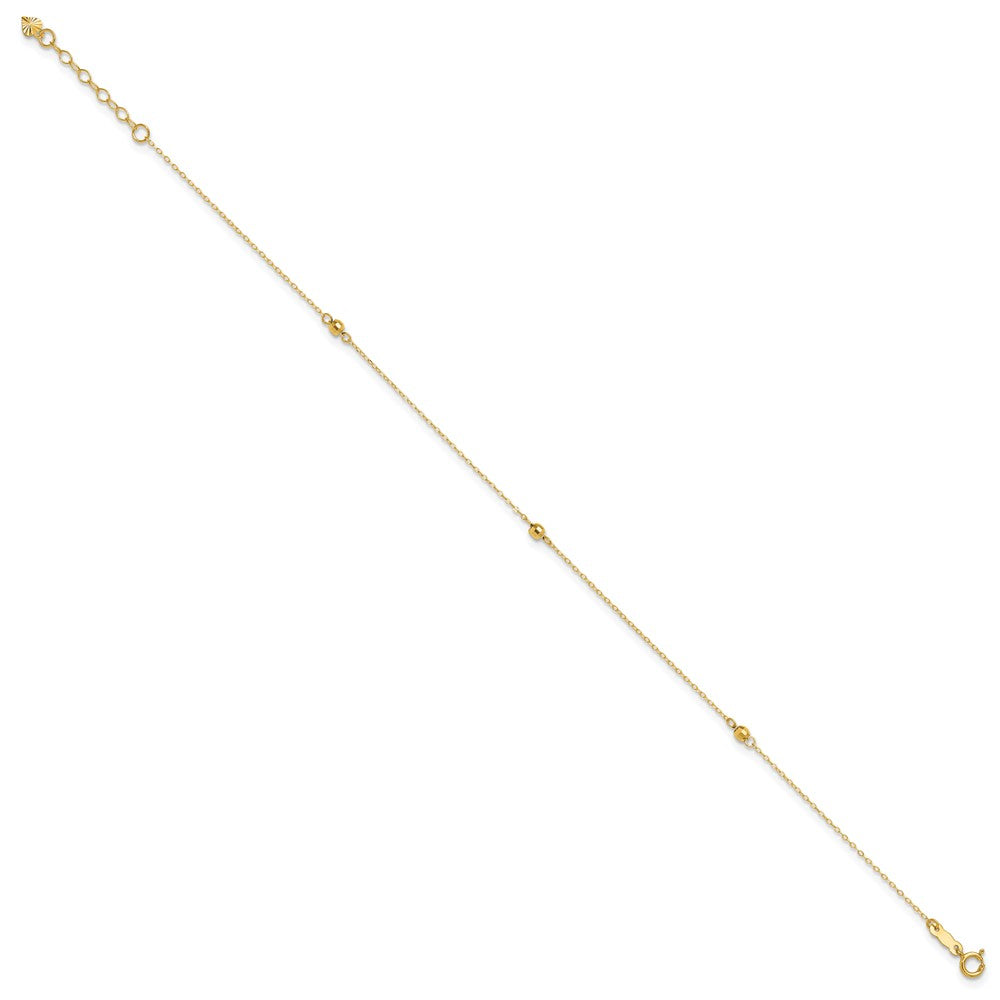 14K Mirror Beads 9in Plus 1in Ext Anklet