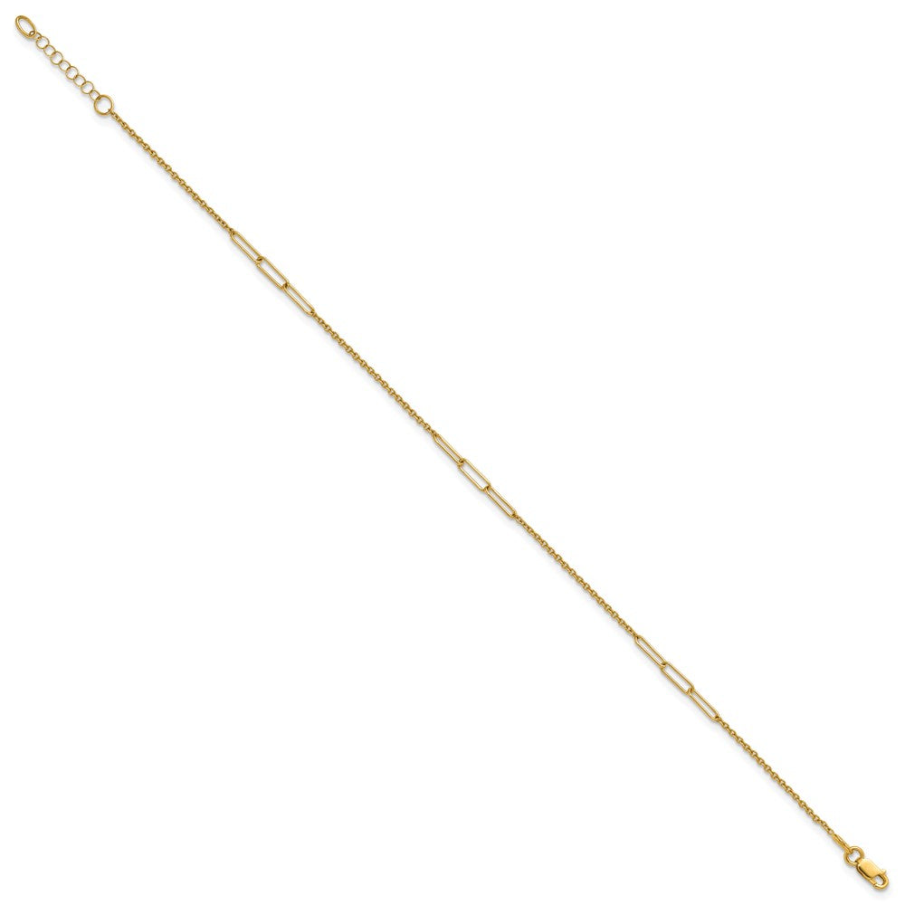 14k Polished Paper Clip Link 9in Plus 1in ext Anklet
