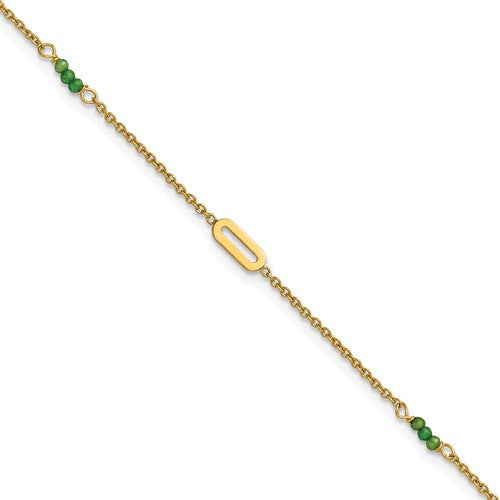 14k Polished Green Zircon 9in Plus 1in ext Anklet