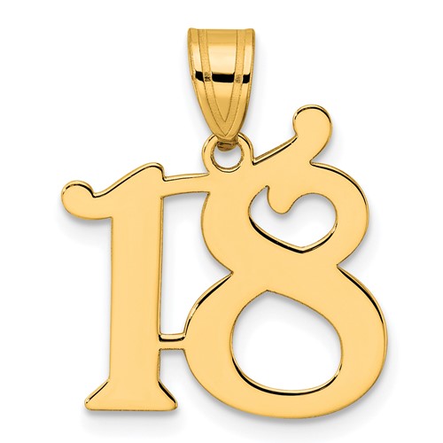 14k Polished Number 18 Pendant