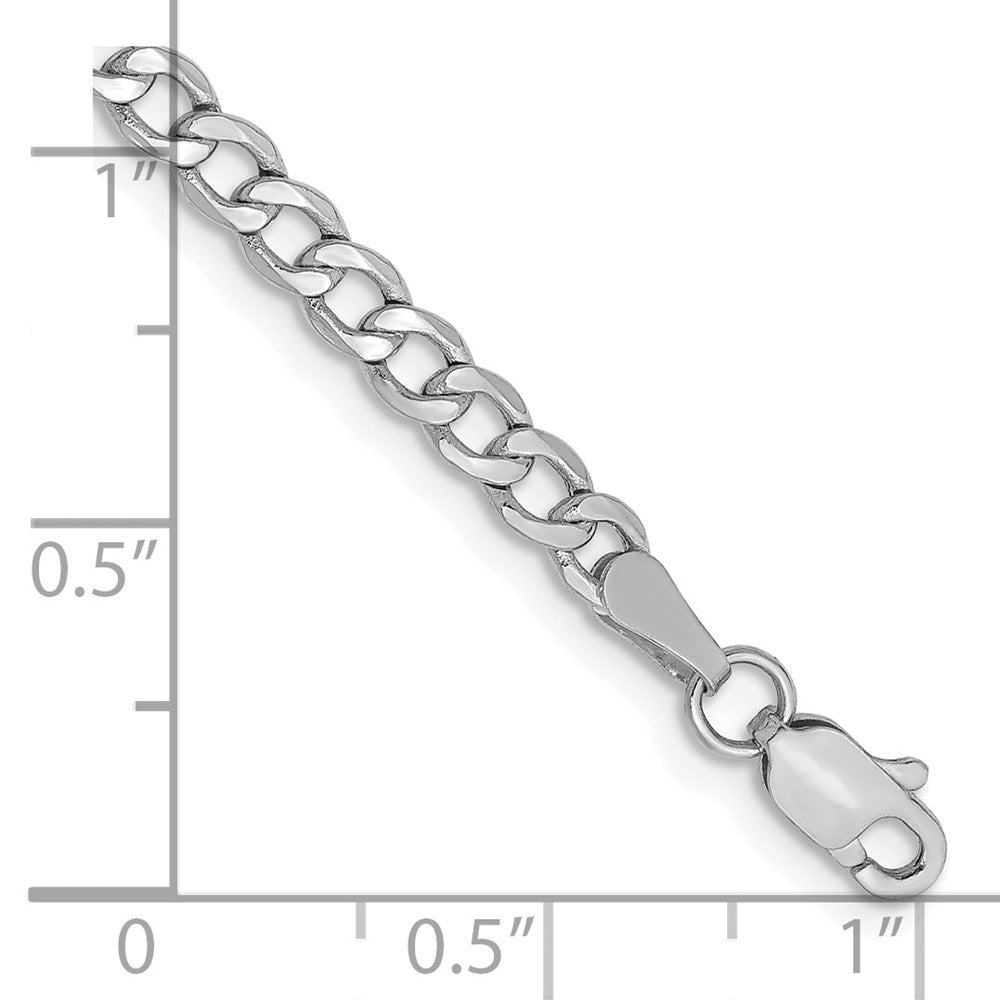 14k White Gold 3.35mm Semi-Solid Curb Chain Anklet