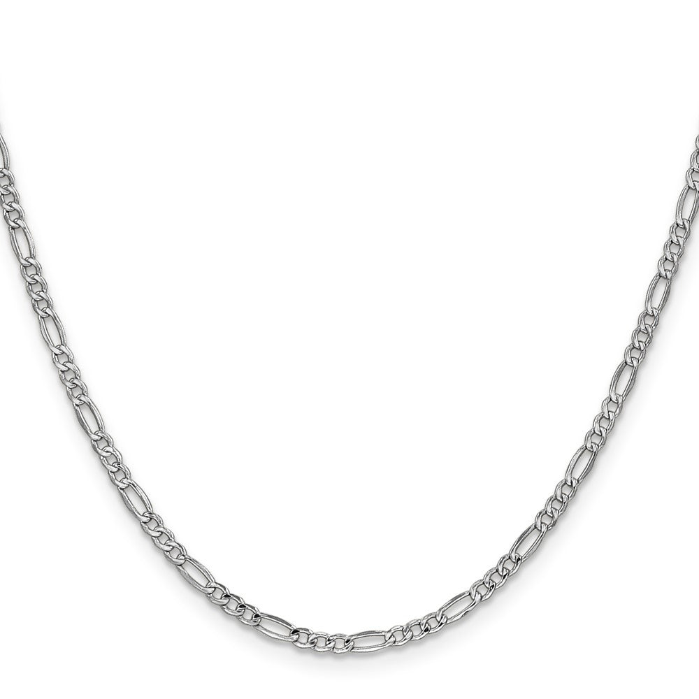 14k White Gold 2.5mm Semi-Solid Figaro Chain