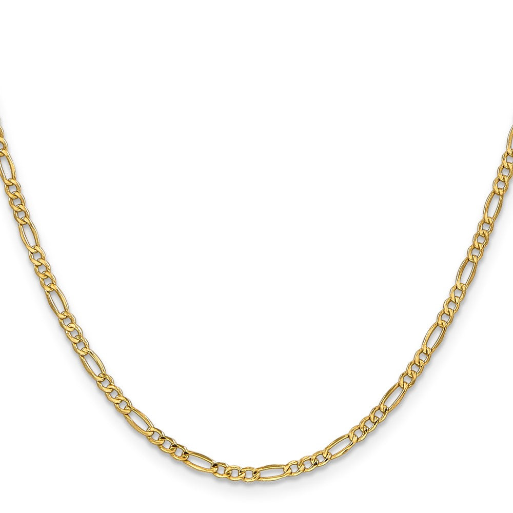 14k 2.5mm Semi-Solid Figaro Chain