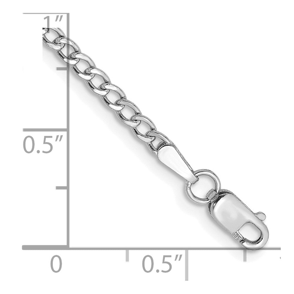 14k White Gold 2.5mm Semi-Solid Curb Chain Anklet
