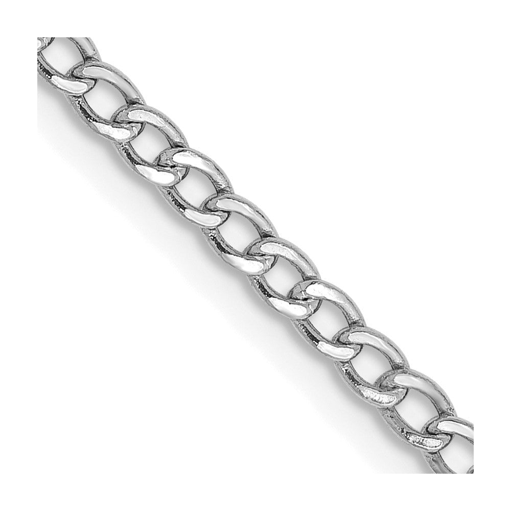 14k White Gold 2.5mm Semi-Solid Curb Chain