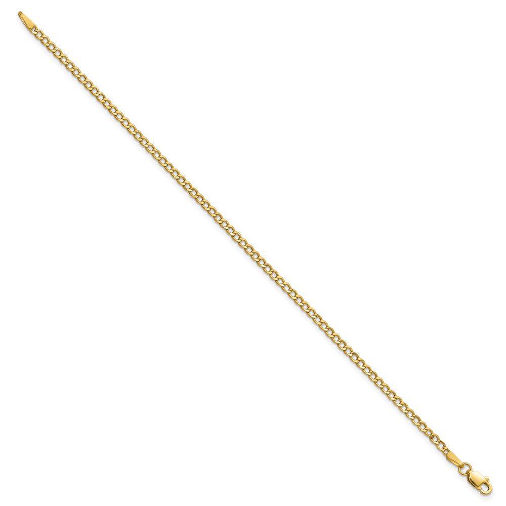 14k 2.5mm Semi-Solid Curb Chain Anklet