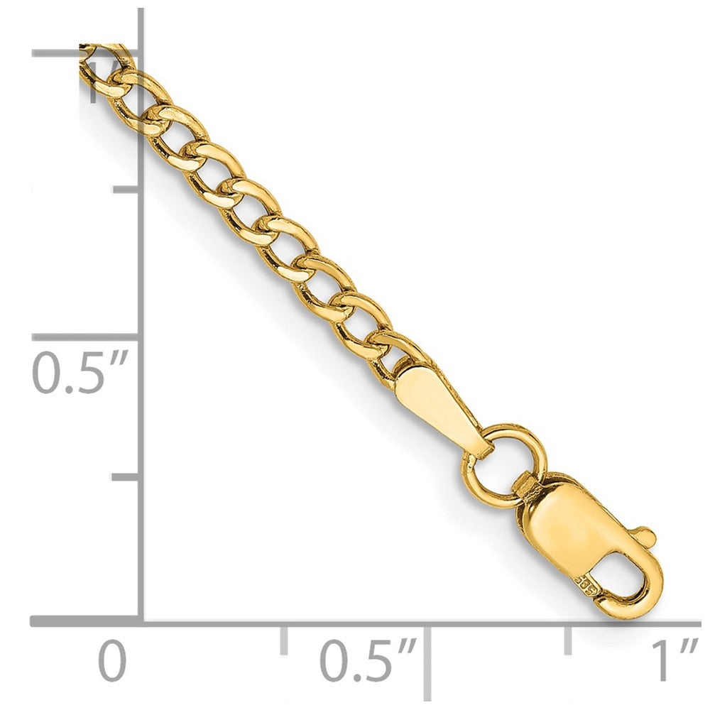 14k 2.5mm Semi-Solid Curb Chain Anklet