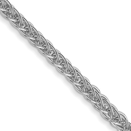 14k White Gold 2mm Semi-solid 3-Wire Wheat Chain