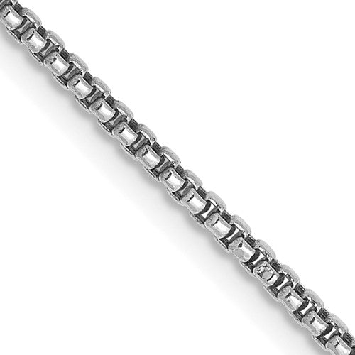 14k White Gold 1.5mm Semi-Solid Round Box Chain