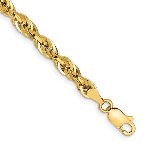 14ky 4.25mm Semi-Solid Rope Chain
