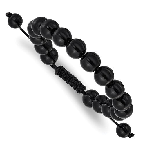 Onyx Bead Polyester Black Cord Bolo Adjustable Bracelet