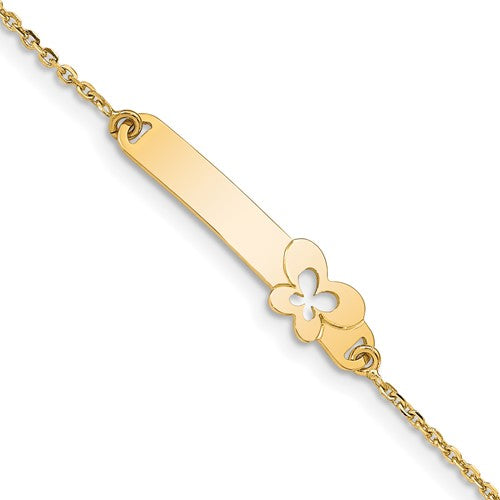14K Children's Polished Butterfly w/1in ext.  ID Bracelet