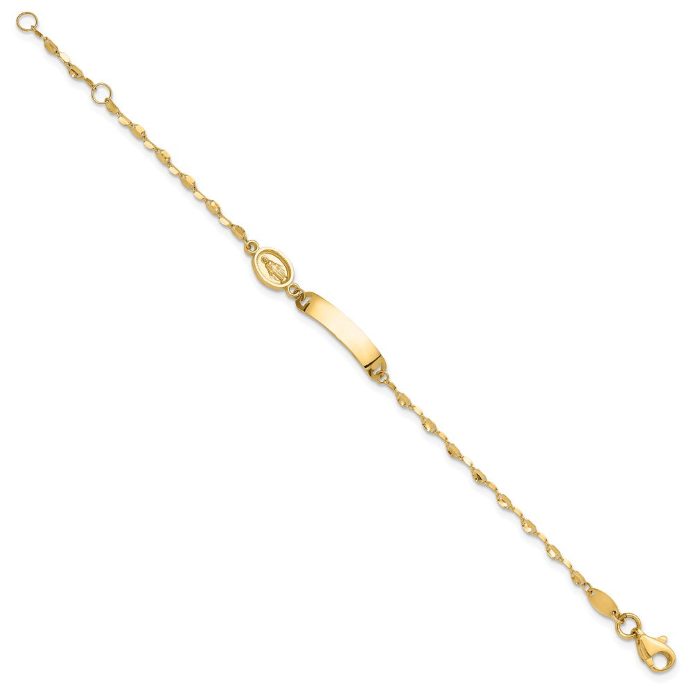 14K Polished Miraculous Medal Children's ID Bracelet