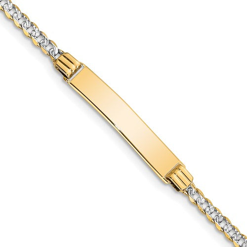 14k w/Rhodium Children's Pavé Curb Link ID Bracelet
