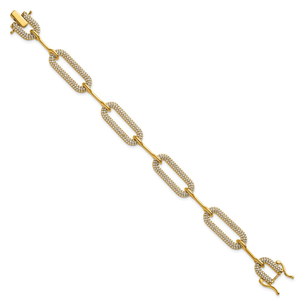 14K Polished Diamond Paperclip Link Bracelet