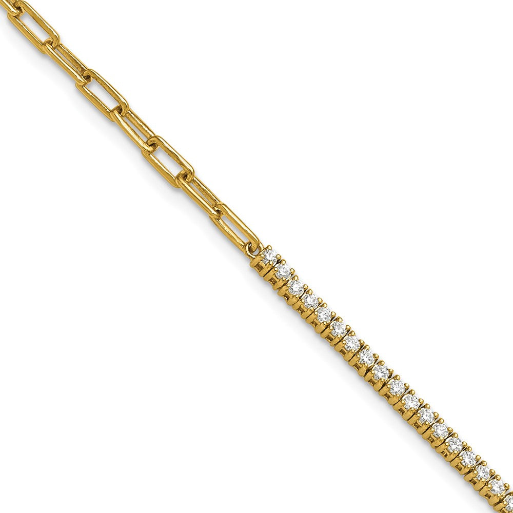 14K Polished Diamond Fancy Link with 1in ext. Bracelet