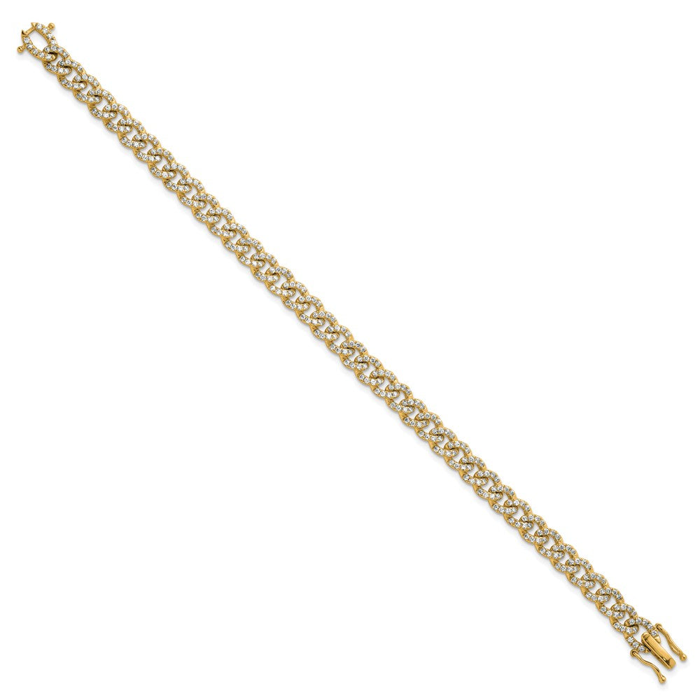 14K Polished Diamond Fancy Curb Bracelet