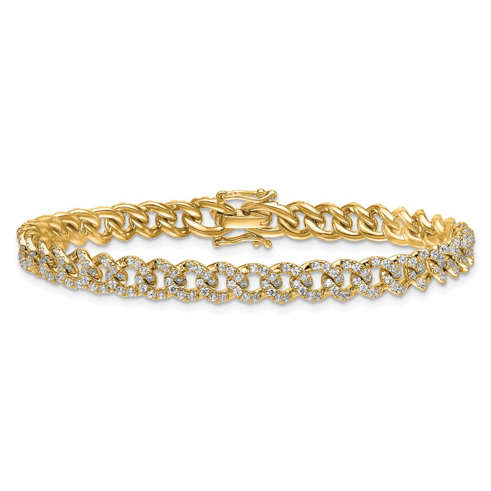 14K Polished Diamond Fancy Curb Bracelet