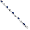 14k White Gold Blue Sapphire/White Sapphire Bracelet