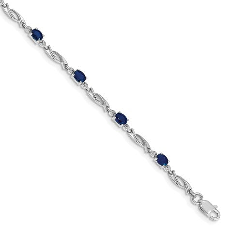 14k White Gold Diamond and Sapphire Bracelet