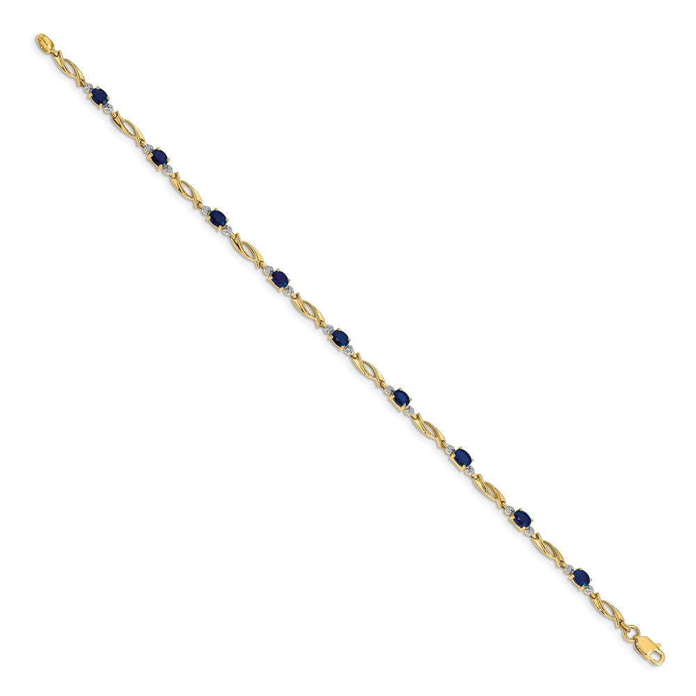 14k Diamond and Oval Sapphire Bracelet