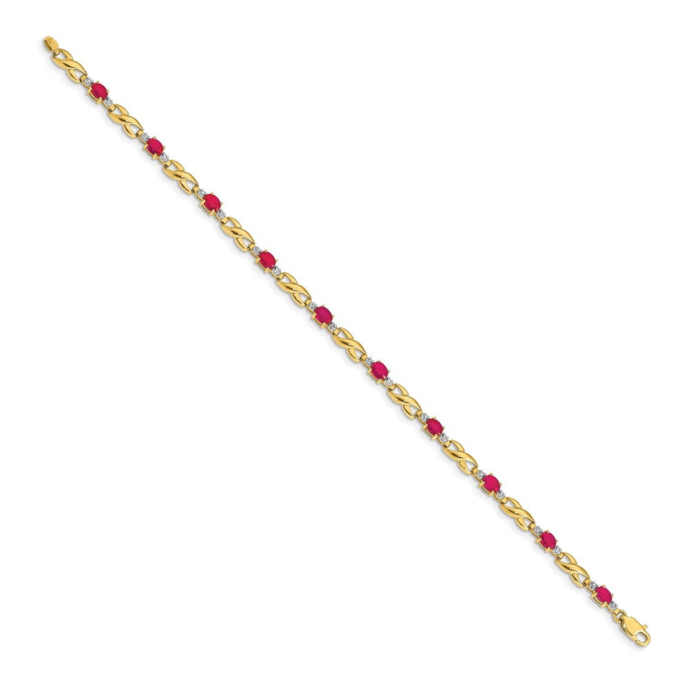10k Diamond and Composite Oval Ruby Bracelet