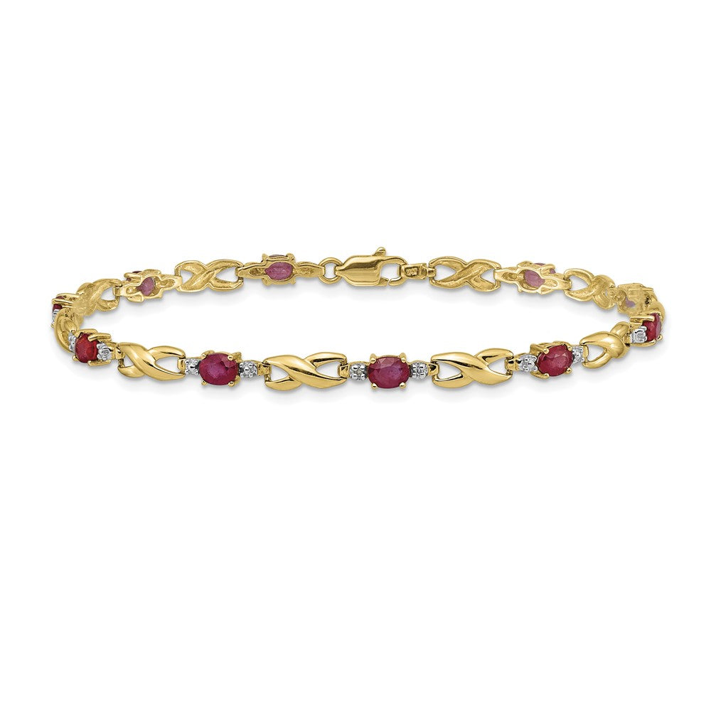 14k Diamond and Oval Ruby Bracelet