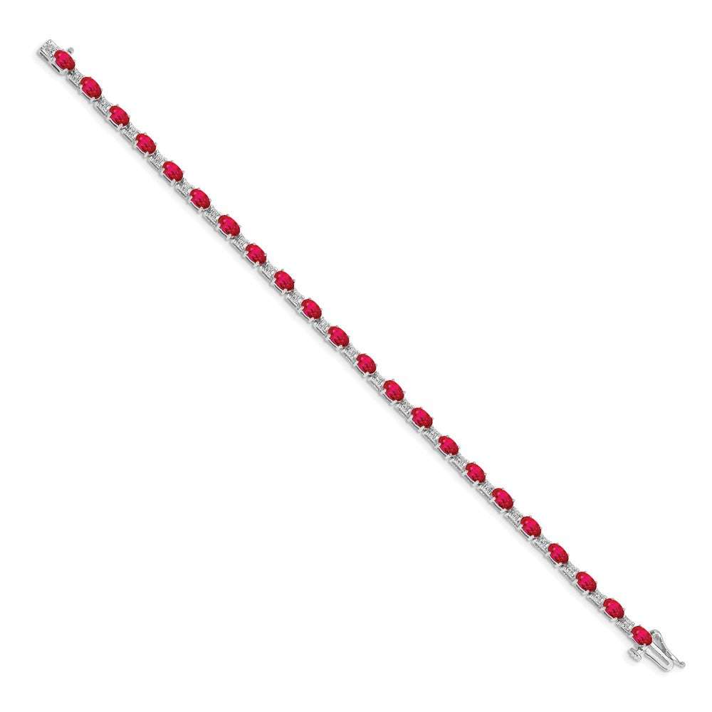 10k White Gold Diamond and Ruby Bracelet