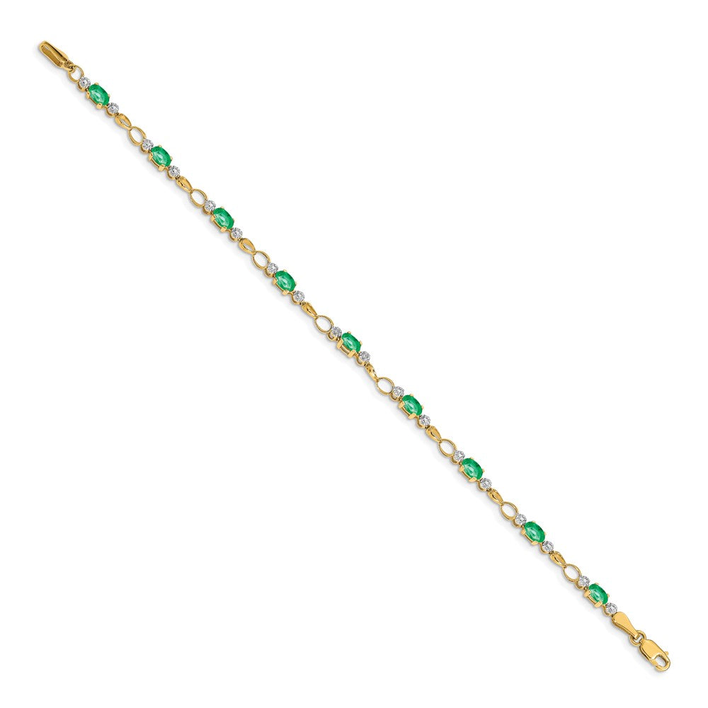 14k Open-Link Diamond/Emerald Bracelet