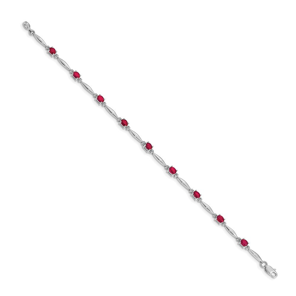 10k White Gold Diamond and Ruby Bracelet